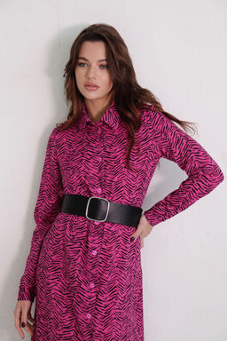 11051 Платье-рубашка удлинённое цикламеновое - Martichelli фото 7