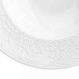 "Русь" Тарелка глубокая фарфоровая д252мм h50мм, 500мл, белый, рельефный декор (Китай)