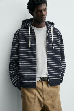 SUDADERA RAYAS CAPUCHA / Marino / Blanco - Zara фото 5