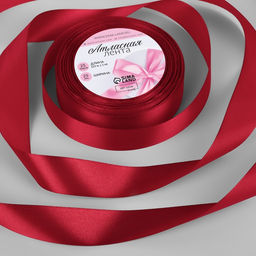 Цена за 2 шт. Лента атласная, 25 мм, 23±1 м, красная №33