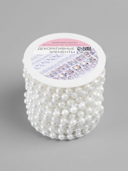 Жемчуг на нитях, круглый, 6 мм, 91 м, белый