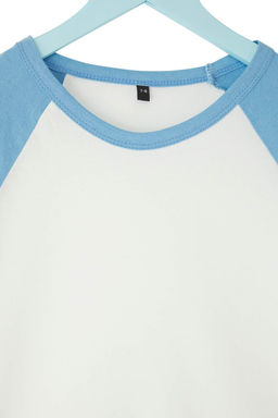 Ekru-Mavi 2li Erkek Cocuk %100 Pamuk Renk Bloklu K?sa Kol Orme T-Shirt TKDSS25TS00106 - Trendyolmilla фото 2