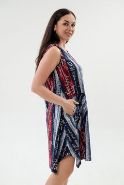 Платье женское из кулирки Кэтрин сине-красный макси - Амадэль фото 9