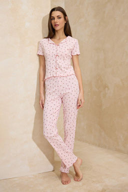 Yesil %100 Pamuklu Cicekli Kurdele/Fiyonklu Fitilli/Pointel Orme Pijama Tak?m? THMSS26PT00010 - Trendyolmilla фото 9