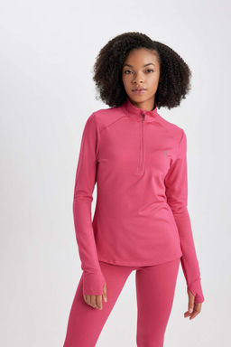 DeFactoFit Футболка с длинным рукавом и воротником стандартной посадки с принтом  фото 3