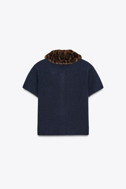 ANIMAL PRINT COLLAR KNIT CARDIGAN - Zara фото 8