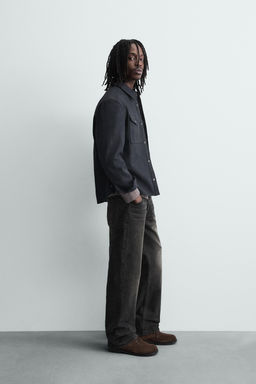 RELAXED FIT LEATHER EFFECT OVERSHIRT