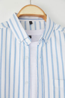 TRENDYOL MAN Gri-Mavi Regular Fit Cizgili Oxford Kolay Utulenebilir Erkek Gomlek TMNSS25GO00078 - Trendyolmilla фото 9