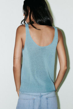 LINEN BLEND KNIT TOP - Zara фото 19