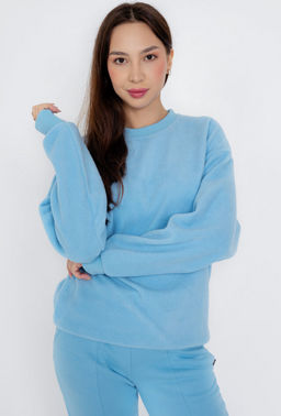 Женский костюм, интерсофт, свитшот и брюки прямые со стрелками, голубой - Knitka wear фото 19