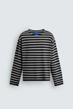 CAMISETA JACQUARD RAYAS AARON LEVINE X ZARA / Azul / Blanco