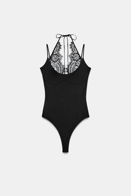 BODY HALTER COMBINADO ENCAJE / Negro - Zara фото 5
