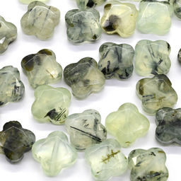 Бусина для рукоделия Клевер с гранями 13*13мм из пренита, 1 шт Радуга камня