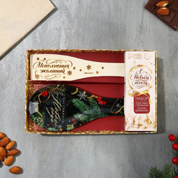 Подарочный набор новогодний Счастливого Нового года: подставка под ложку, лопатка