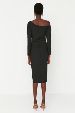 Siyah Tas Dugme Detayl? Orme S?k Abiye Elbise TPRAW23EL00268 - Trendyolmilla фото 5