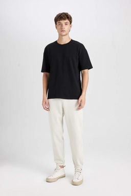 Boxy Fit Bisiklet Yaka Pamuklu K?sa Kollu Basic Duz Tisort - Defacto фото 4