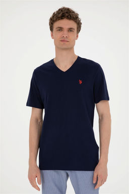 Футболка мужская U.S. Polo Assn базовая темно-синяя из хлопка фото 3