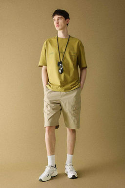 Oversize Genis Kal?p S?rt Bask?l? Bisiklet Yaka K?sa Kollu Tisort - Defacto фото 4