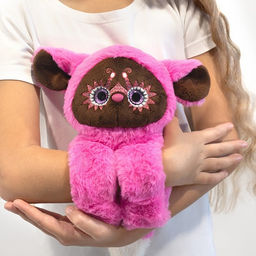 Мягкая игрушка «Тёко» на 2 браслетах, фуксия, 25 см