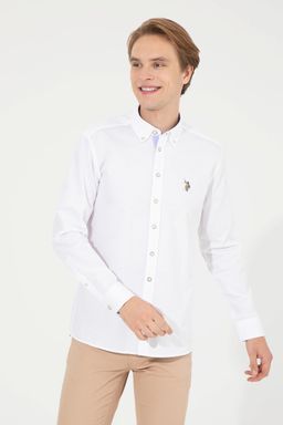 U. S. Polo Assn / Мужская белая рубашка с длинным рукавом - U.s. polo assn фото 4