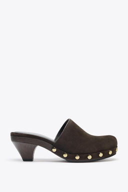 SPLIT SUEDE STUDDED KITTEN CLOGS - Zara фото 13