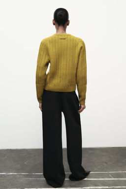CABLE-KNIT JACKET 100% WOOL - Zara фото 4