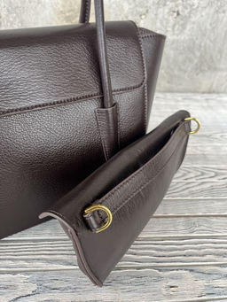 Женская кожаная сумка с клатчем 509286 Кофе