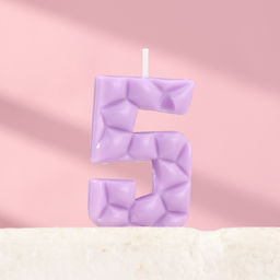 Цена за 2 шт. Свеча для торта «Цифра 5», сиреневая