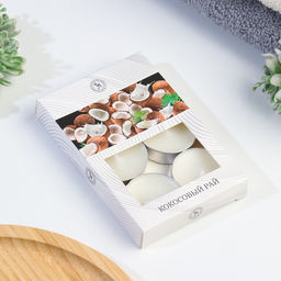 Цена за 2 шт. Набор свечей ароматических чайных «Кокосовый рай», в подарочной коробке, 6 шт.