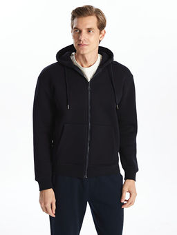 Kap??onlu Uzun Kollu Erkek Fermuarl? Sweatshirt