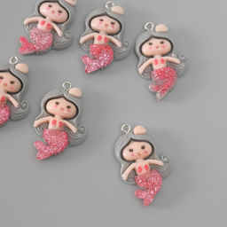 Цена за 6 шт. Подвеска для творчества пластик Русалочка с серыми волосами, 3.42.10.6 см - Арт узор фото 2