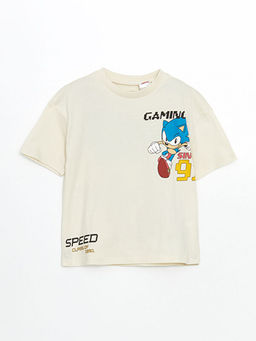 Bisiklet Yaka Sonic Bask?l? Erkek ?ocuk Ti??rt