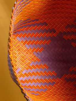 Сумка плетёная, 30×15×45 см, пластик, сиренево-жёлтая