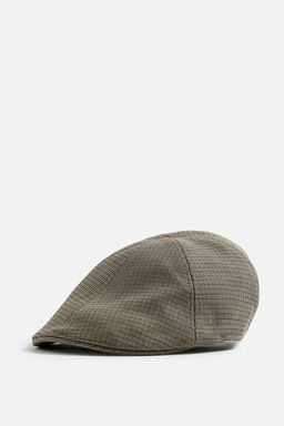 CHECK TEXTURED FLAT CAP