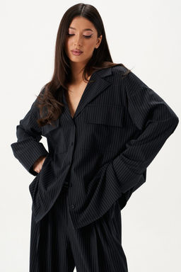 Блузка Annete А2103 из хлопка темно-синяя  фото 4