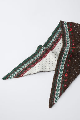 TRIANGULAR FLORAL AND BEAD SCARF - Zara фото 3