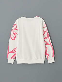 Bisiklet Yaka ?i?ekli K?z ?ocuk Sweatshirt - Waikiki фото 3