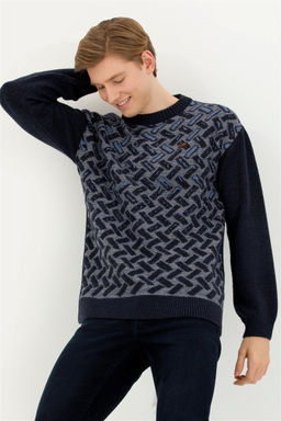 U. S. Polo Assn Мужской темно-синий трикотажный свитер с круглым вырезом - U.s. polo assn фото 7