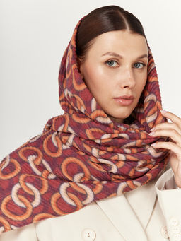 Большой, мягкий, тонкий и очень нежный двусторонний палантин с рисунком