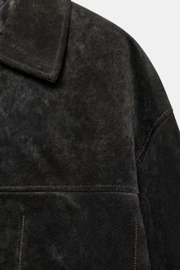 OVERSIZED 100% LEATHER SUEDE JACKET - Zara фото 8