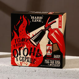 Подарочный набор Огонь в сердце: гель для душа 300 мл и мочалка для тела, HARD LINE