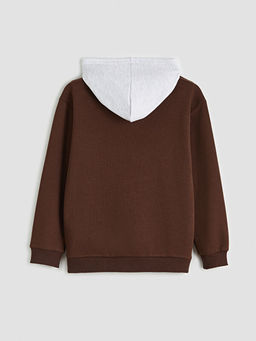 Kap??onlu Bask?l? Erkek ?ocuk Sweatshirt