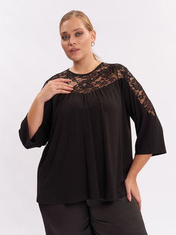 Блузка с кружевом BL17239BLK01