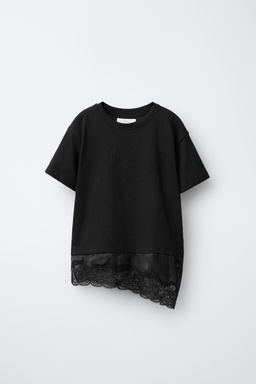 CAMISETA COMBINADA ENCAJE / Negro