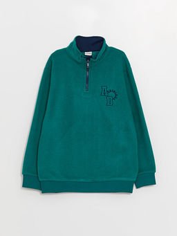 Dik Yaka Nak??l? Uzun Kollu Polar Erkek ?ocuk Sweatshirt
