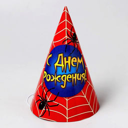Колпак бумажный «С днём рождения! Паутина», в наборе 6 шт.