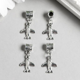 Цена за 4 шт. Бейл с подвеской металл для творчества Самолётик серебро 2,6 см - Арт узор фото 2