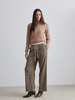 Beli Lastikli Bal?ks?rt? Desenli Kad?n Pantolon