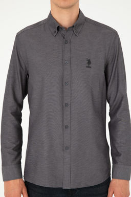 Мужская базовая рубашка антрацитового цвета с длинным рукавом - U.s. polo assn фото 6