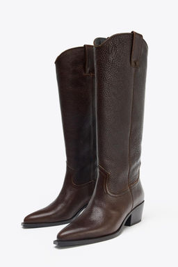 LEATHER KNEE-HIGH BOOTS - Zara фото 5